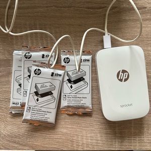 HP Sprocket Photo Printer with Photo Sheets and Charger (2x3”)